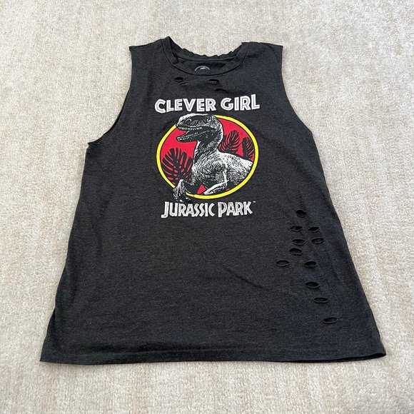 Universal Tops - Universal Studio Jurassic Park Dinosaur Tank Top Shirt M Distressed Gray